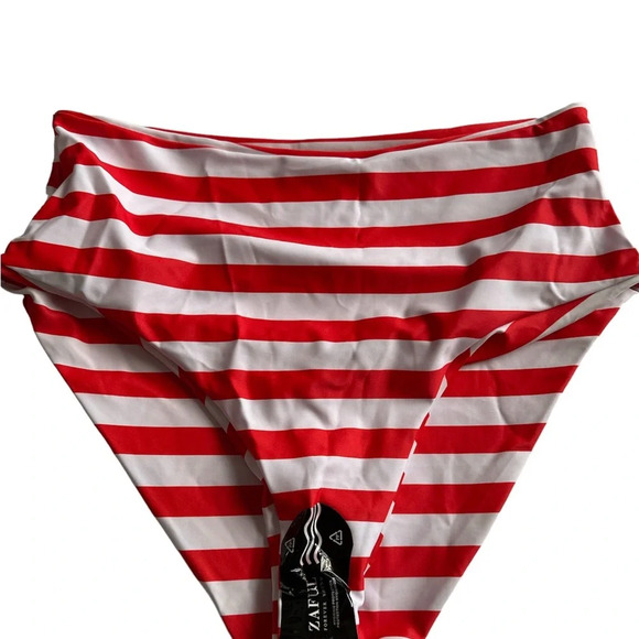 ZAFUL White And Red Stripe Tankini Bottom Size 10 BNWOT - Picture 2 of 3